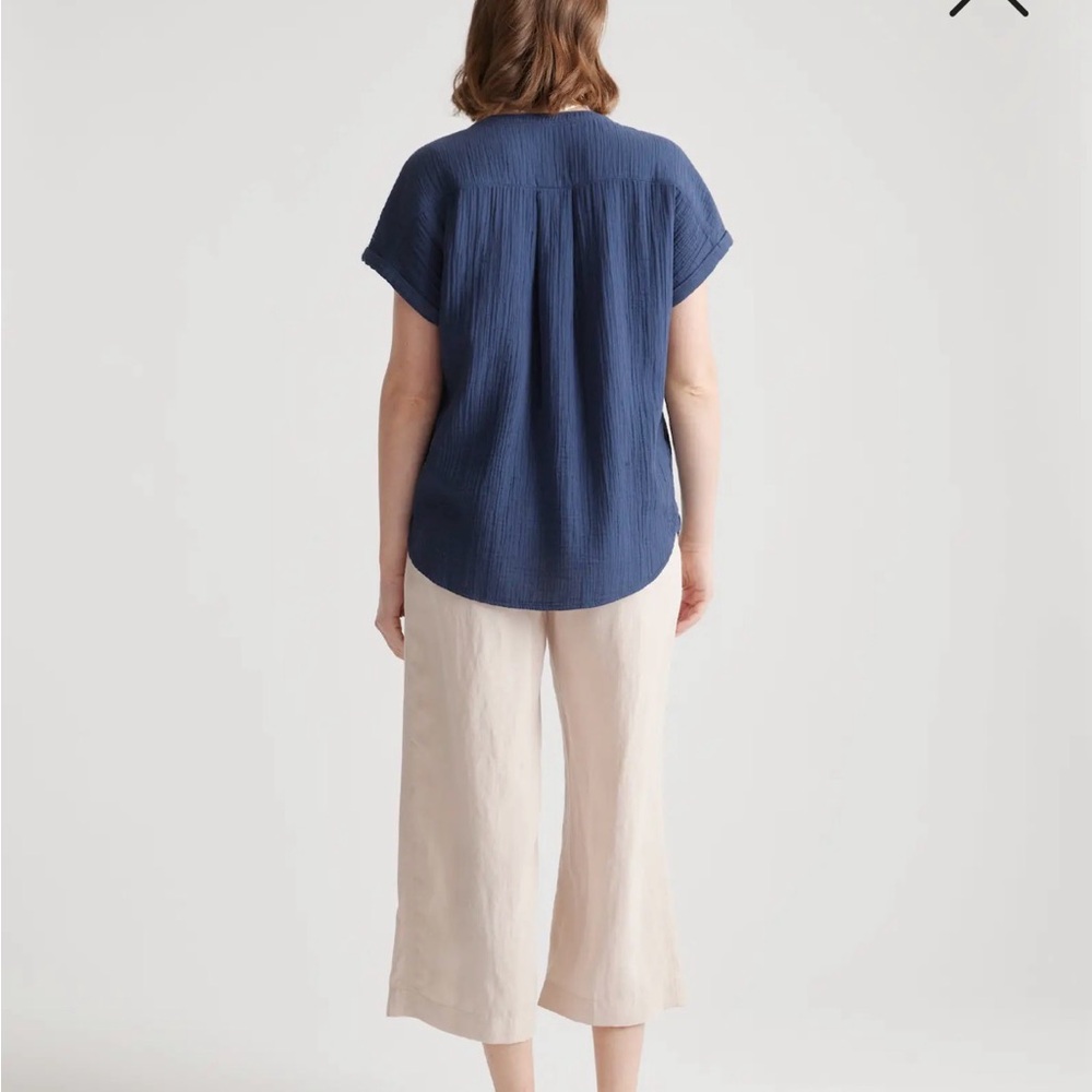 Quince Organic Cotton Gauze Roll Sleeve Shirt Blue - Large - Picture 8 of 8